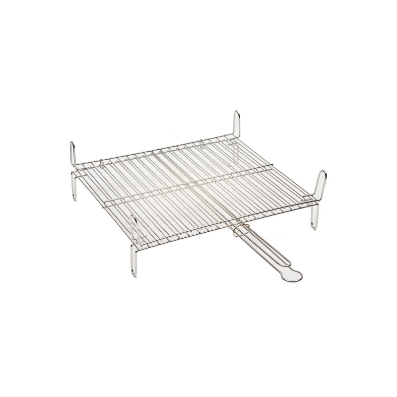 Parrilla doble con patas acero inox 45x40